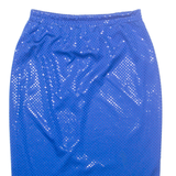 DIVINA OF SWITZERLAND Shiny Womens Pencil Skirt Blue Midi Polka Dot S