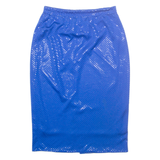 DIVINA OF SWITZERLAND Shiny Womens Pencil Skirt Blue Midi Polka Dot S