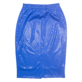 DIVINA OF SWITZERLAND Shiny Womens Pencil Skirt Blue Midi Polka Dot S