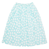 Womens Pleated Skirt Blue Midi Floral M