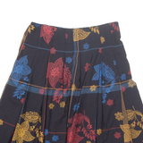 Womens Pleated Skirt Black Midi Floral XL
