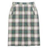 Womens Pencil Skirt Green Midi Wool Check M