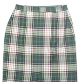 Womens Pencil Skirt Green Midi Wool Check M