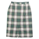 Womens Pencil Skirt Green Midi Wool Check M