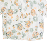 Womens Kimono Blouse White Collared Viscose Crazy Pattern M