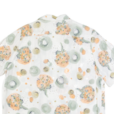 Womens Kimono Blouse White Collared Viscose Crazy Pattern M