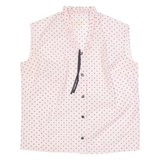 Womens Blouse Pink Collared Sleeveless Polka Dot M