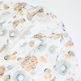 Womens Kimono Blouse White Collared Viscose Crazy Pattern M