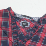 PEPE JEANS Womens Shirt Blouse Blue V-Neck Long Sleeve Plaid S