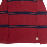 NAUTICA Mens Patterned Jumper Red Striped Collared Waffle Knit XL