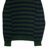 NAUTICA Mens Patterned Jumper Green Striped 1/4 Zip Tight Knit L