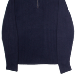 TOMMY HILFIGER Mens Jumper Blue 1/4 Zip Tight Knit 2XL