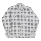 Mens Lumberjack Shirt Grey 90s Plaid Long Sleeve L