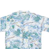 CAP FERRET SPORTSWEAR Caribbean Island Mens Hawaiian Shirt Blue Viscose 90s Floral XL