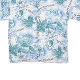 CAP FERRET SPORTSWEAR Caribbean Island Mens Hawaiian Shirt Blue Viscose 90s Floral XL