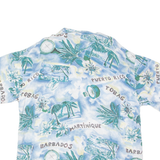 CAP FERRET SPORTSWEAR Caribbean Island Mens Hawaiian Shirt Blue Viscose 90s Floral XL