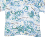 CAP FERRET SPORTSWEAR Caribbean Island Mens Hawaiian Shirt Blue Viscose 90s Floral XL