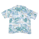CAP FERRET SPORTSWEAR Caribbean Island Mens Hawaiian Shirt Blue Viscose 90s Floral XL