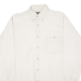PORT BAY-HARBOUR Mens Plain Shirt Cream 90s Long Sleeve S