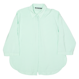ZARA Womens Plain Shirt Green Viscose 3/4 Sleeve M