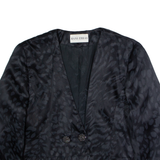 HANS ERRAS Womens Blazer Jacket Black Silk 90s UK 14
