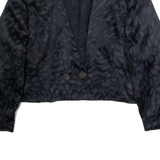 HANS ERRAS Womens Blazer Jacket Black Silk 90s UK 14