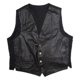 Mens Waistcoat Black Leather XL