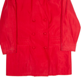 Womens Blazer Jacket Red Silk 80s UK 12