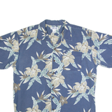 CHEROKEE Mens Hawaiian Shirt Blue Floral L