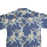 CHEROKEE Mens Hawaiian Shirt Blue Floral L