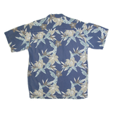 CHEROKEE Mens Hawaiian Shirt Blue Floral L
