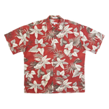 PIERRE CARDIN Mens Hawaiian Shirt Red Floral L