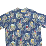 STEVE & BARRY'S Mens Hawaiian Shirt Blue Floral 2XL