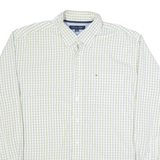 TOMMY HILFIGER Mens Shirt Cream Check Long Sleeve L