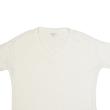 FAT FACE Oversized Womens Jumper Cream V-Neck Chunky Knit Short Sleeve S