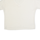 FAT FACE Oversized Womens Jumper Cream V-Neck Chunky Knit Short Sleeve S