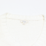 FAT FACE Oversized Womens Jumper Cream V-Neck Chunky Knit Short Sleeve S