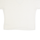 FAT FACE Oversized Womens Jumper Cream V-Neck Chunky Knit Short Sleeve S