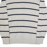 FAT FACE Womens Patterned Jumper Grey Striped Button Neck Tight Knit S