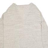 FAT FACE Womens Jumper Beige V-Neck Tight Knit Linen UK 10