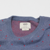 VANS Mens Patterned Jumper Blue Spotted Tight Knit M