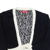 MONSOON Shawl Womens Cardigan Black V-Neck Tight Knit 3/4 Sleeve UK 12