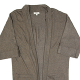 MONSOON Womens Cardigan Brown Tight Knit 3/4 Sleeve S