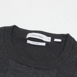 CALVIN KLEIN Womens Patterned Jumper Black Check Tight Knit Wool XL