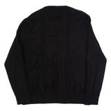 CALVIN KLEIN Womens Patterned Jumper Black Check Tight Knit Wool XL