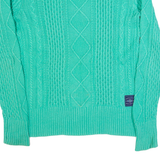 SUPERDRY Womens Jumper Green Cable Knit XS