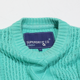 SUPERDRY Womens Jumper Green Cable Knit XS