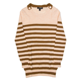 J.CREW Womens Patterned Jumper Pink Striped Tight Knit Wool XXS