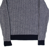 REISS Count Womens Patterned Jumper Black Chunky Knit Wool S