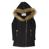 CALVIN KLEIN Womens Parka Coat Black Hooded XS